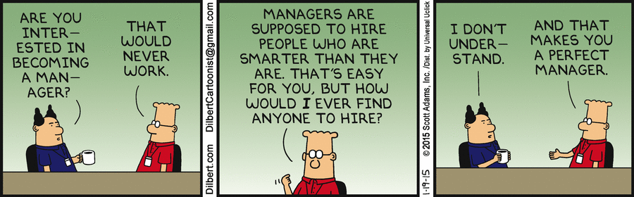 Dilbert comic strip about management.